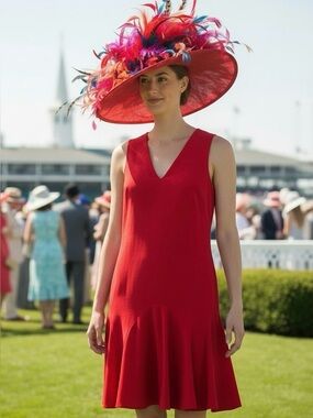 J. Crew Tomato Red Sleeveless V-Neck Flounce Dress